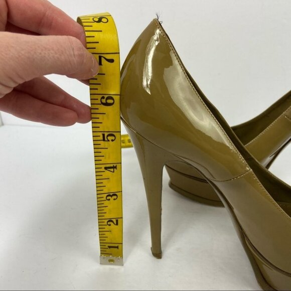 YSL Yves Saint Laurent Patent Leather Platform Pumps Size 8 YSL 5" Stiletto Heel - Picture 14 of 16
